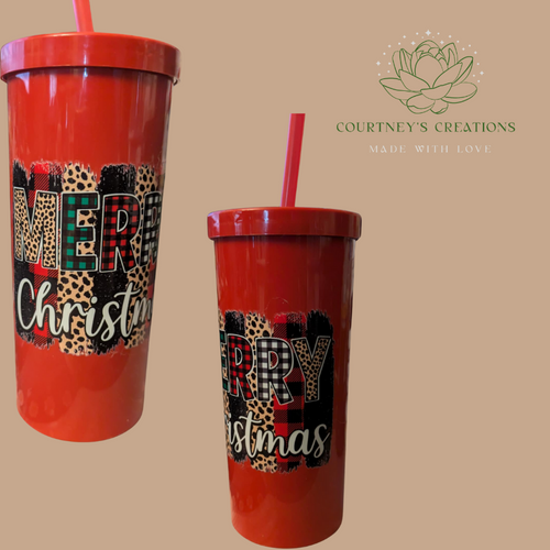 20oz Skinny plastic cups with vinyl